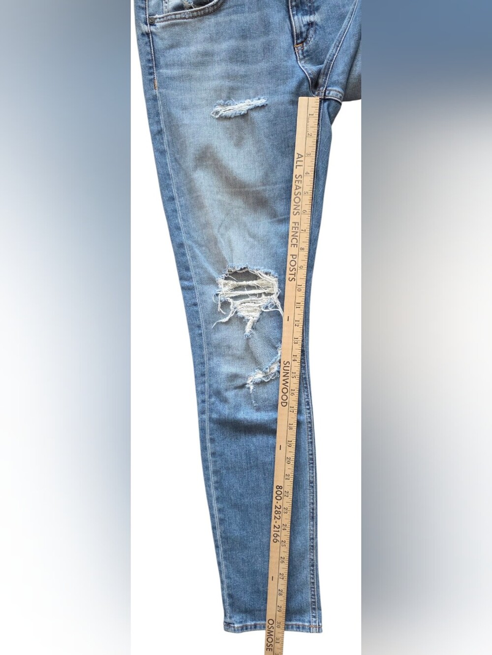 rag & bone Sz 29 Dre Carter Wash Mid Rise Distressed Slim Blue Jeans - Picture 9 of 10